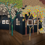 Art gallery with trees superimposed on it in augmented reality